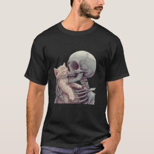 T-shirt Skeleton Cute Kitten Drôle Halloween Hommes Femmes