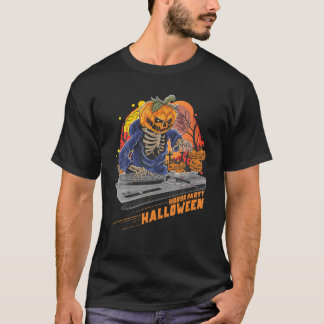 T-shirt Skeleton DJ Halloween Soirée dansante Pu