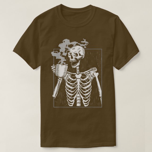 T-shirt Skeleton Drink Café Reaper Morts Boire Café (Design devant)