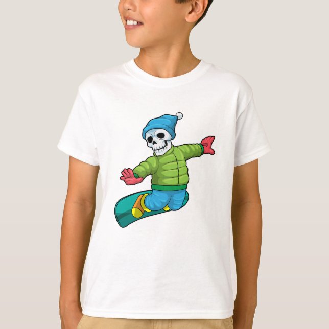T-shirt Skeleton en Snowboard avec Snowboard (Devant)