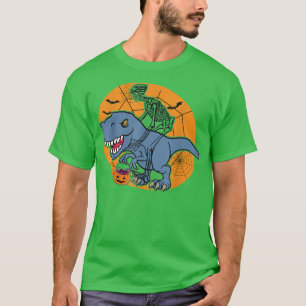 T-shirt Skeleton équitation Dinosaur T re Halloween Funny 