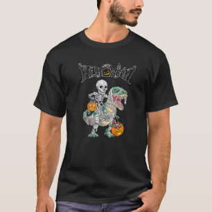 T-shirt Skeleton équitation maman Dinosaur rex Halloween E