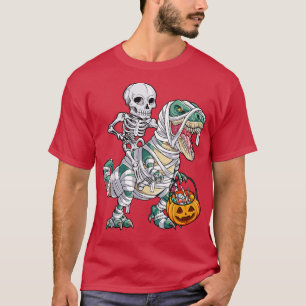 T-shirt Skeleton équitation maman Dinosaur T rex Halloween