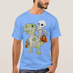 T-shirt Skeleton équitation maman Dinosaur T rex Halloween