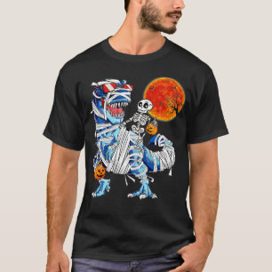 T-shirt Skeleton équitation maman Dinosaur T rex Halloween