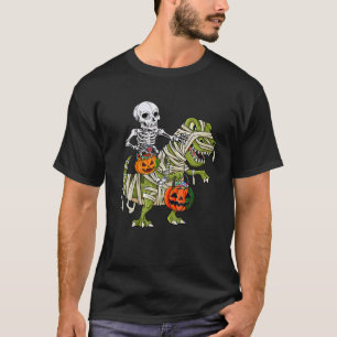 T-shirt Skeleton équitation maman Dinosaur T rex Halloween