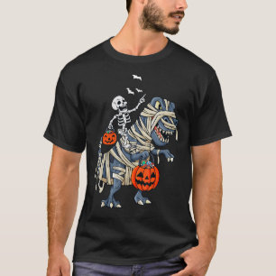 T-shirt Skeleton équitation maman Dinosaur T rex Halloween