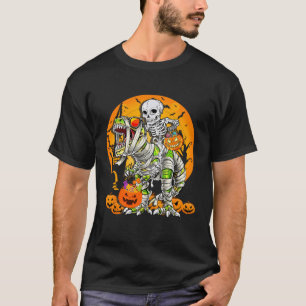 T-shirt Skeleton équitation maman Dinosaur T Rex Halloween