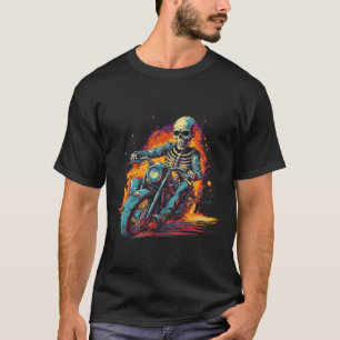 T-shirt Skeleton équitation moto Halloween Costume Biker