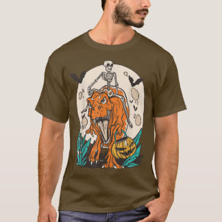 T-shirt Skeleton équitation T-rex Dinosaur Citrouille Dino