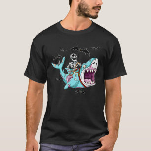 T-shirt Skeleton équitation Zombie Shark Funny Halloween c