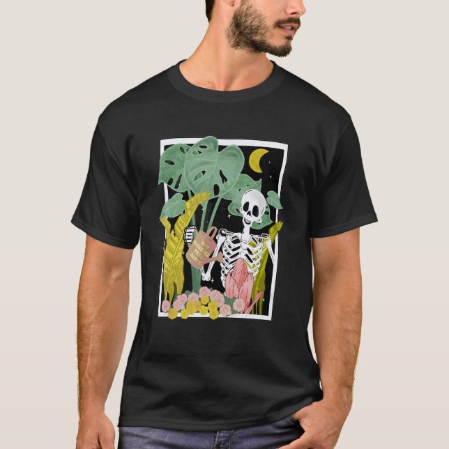 T-shirt Skeleton Gardant Tous Mes Amis Sont Plantes Garde (Devant)