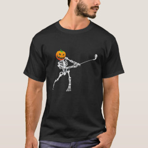 T-shirt Skeleton Golf Citrouille Halloween