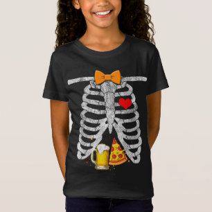 T-Shirt Skeleton Halloween Bière Pizza Drôle Coup de gross