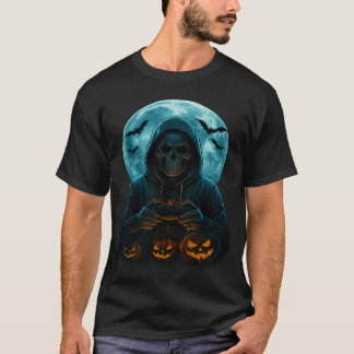 T-shirt Skeleton Halloween Skull Gamer Spooky Pumpkin game