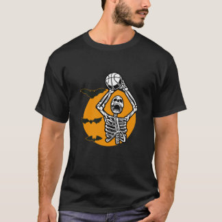 T-shirt Skeleton Jouer au volleyball la nuit d'Halloween