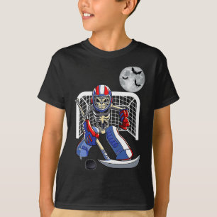 T-shirt Skeleton Jouer Hockey sur glace Joyeux Halloween J