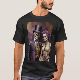 T-shirt Skeleton Mariée Groom Tee - Day Dead Goth Shirt