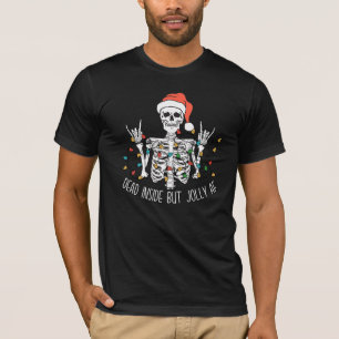 T-shirt Skeleton Père Noël est mort à l'intérieur mais Jol