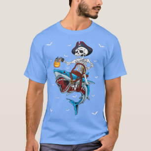 T-shirt Skeleton Pirate équitation Shark Halloween Costume
