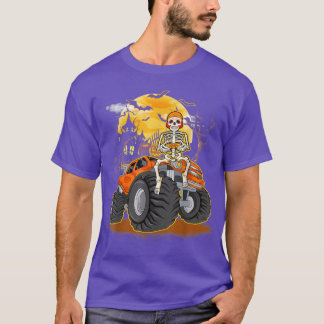 T-shirt Skeleton Playing Game Funny Monster Truck Hallowee