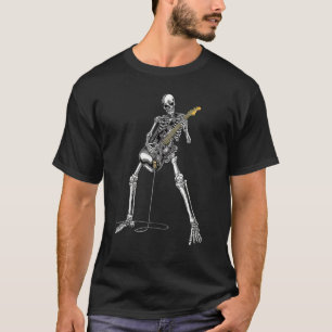 T-shirt Skeleton Playing Guitar Electric Acoustic Classica