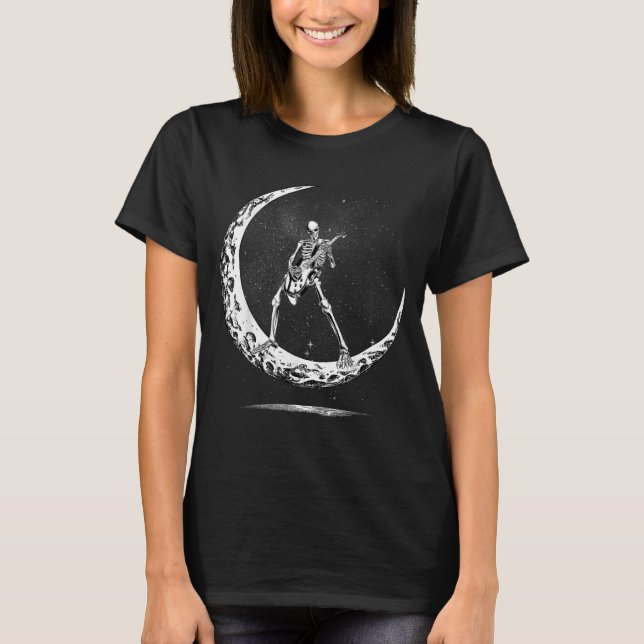 T-shirt Skeleton Playing Guitar Rock And Roll Band For Men (Devant)