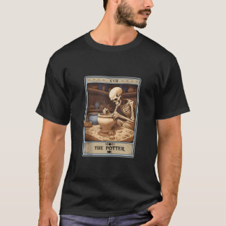 T-shirt Skeleton rétro Potter Tarot Card Halloween Pot