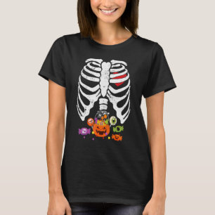 T-shirt Skeleton Rib Cage Candy Drôle Halloween Facile Cos