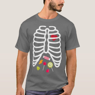 T-shirt Skeleton Rib Cage Coeur Candy mignonne Adulte Enfa