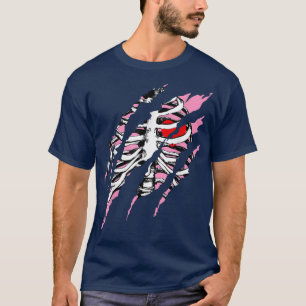 T-shirt Skeleton Rib Cage Coeur Halloween Costume Xray Hom