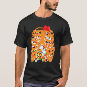 T-shirt Skeleton Rib Cage X Ray Candy Halloween Tricoter O