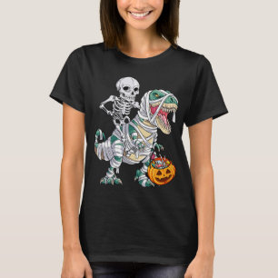 T-shirt Skeleton Riding Mummy Dinosaur T rex Halloween Kid