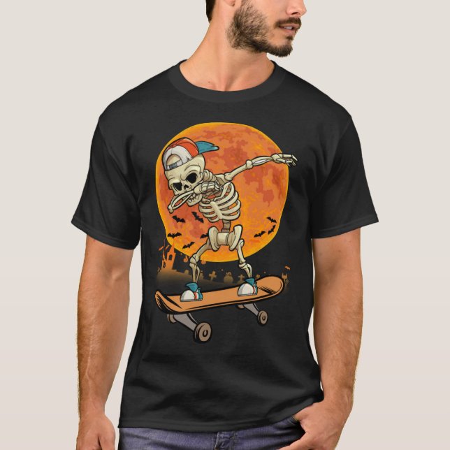 T-shirt Skeleton Skateboard Dabbing  Halloween Costume Gif (Devant)