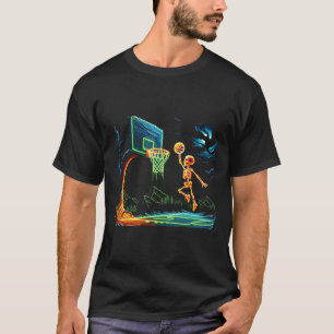 T-shirt Skeleton Slam Dunk Hoop Bysketbyll Halloween Homme