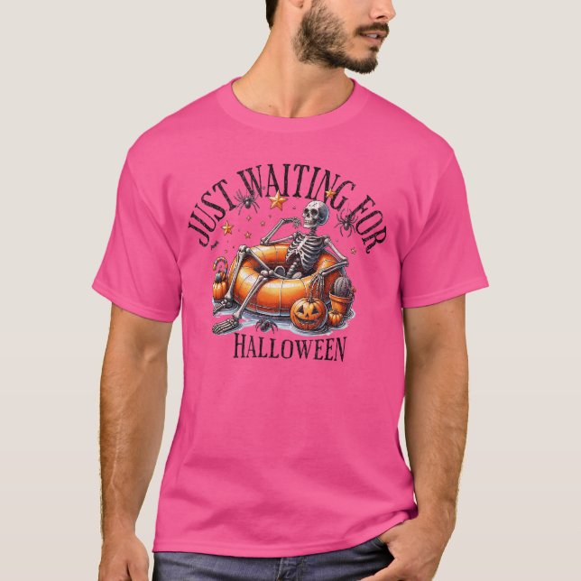 T-shirt Skeleton spooky vibe summer funny just waiting for (Devant)