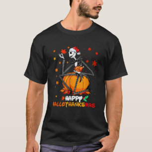 T-shirt Skeleton Thankgiving Vin drôle Hallothanksm heureu