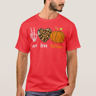 T-shirt Skeleton V Coeur main Leopard Pumkin Hallowen Peac