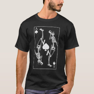 T-shirt Skeletons Ace Of Spades Poker Card Gambling Skelet