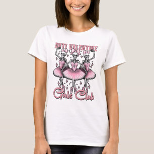 T-shirt Skeletons club filles anti-valentin en rose