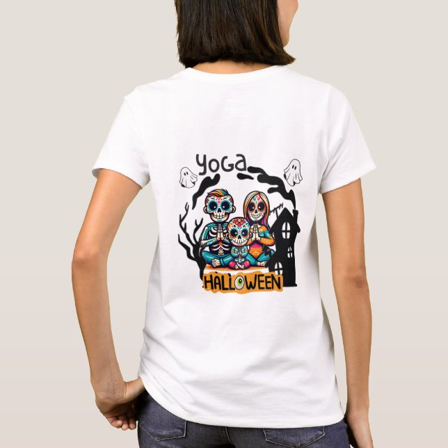 T-shirt Skeletons de Yoga d'Halloween (Dos)