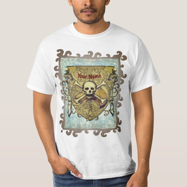 T-shirt Skeletons Skull Shield (Devant)