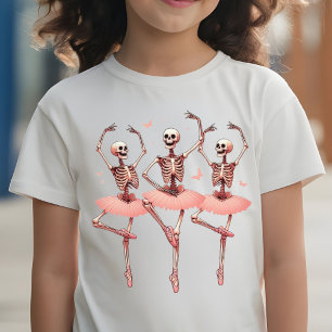 T-shirt Skeletts et papillons Halloween rose