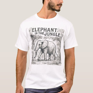 T-shirt Sketch des éléphants à pied - Style d'art naturel