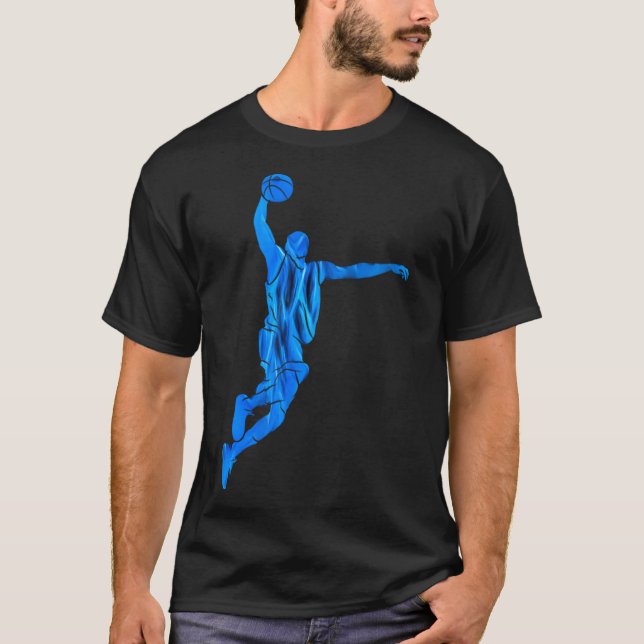 T-shirt Sketll Player Slam Dunk Blue Flames Abstract Art S (Devant)