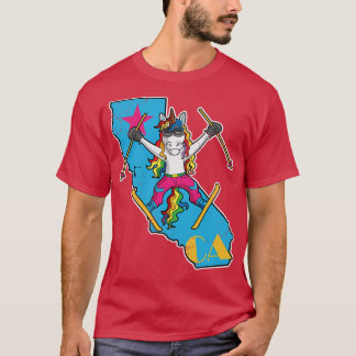 T-shirt Ski Californie Unicorn Retro Cute