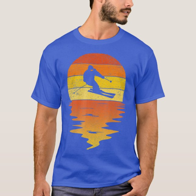 T-shirt Ski chemise retro coucher de soleil les années 70  (Devant)