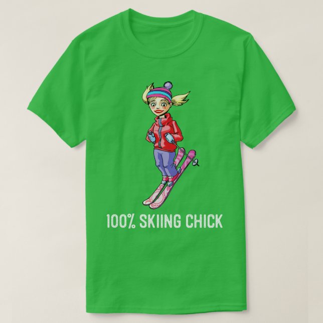 T-shirt Ski Chick Lapin Neige Drôle Cadeau (Design devant)