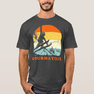 T-shirt Ski Courmayeur Italie Ski Vintage de neige