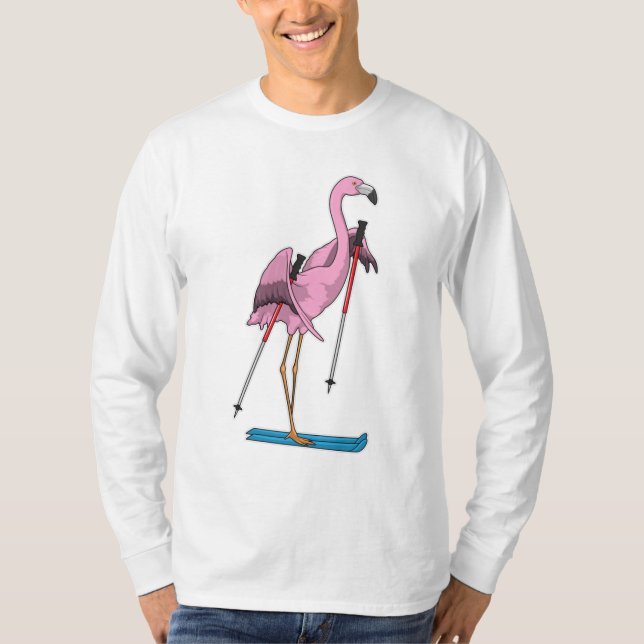 T-shirt Ski de Flamant rose (Devant)